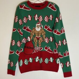 Blizzard Bay Sweater Mens Small Green Muscle Santa GAINS Ugly Christmas Pullover